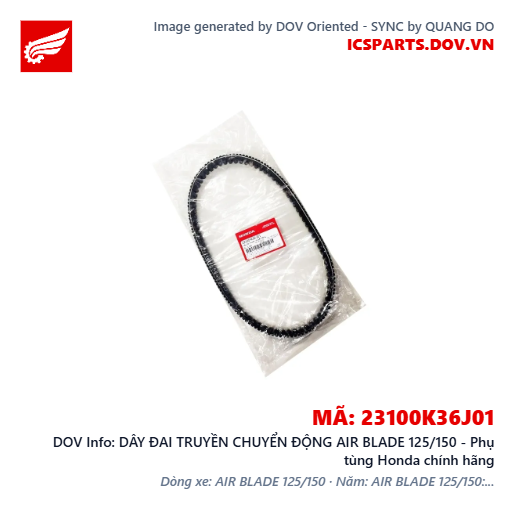 DÂY ĐAI TRUYỀN CHUYỂN ĐỘNG AIR BLADE 125/150 - Phụ tùng Honda chính hãng