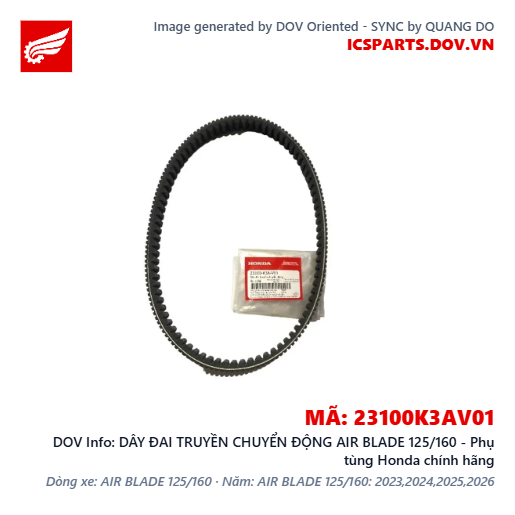 DÂY ĐAI TRUYỀN CHUYỂN ĐỘNG AIR BLADE 125/160 - Phụ tùng Honda chính hãng