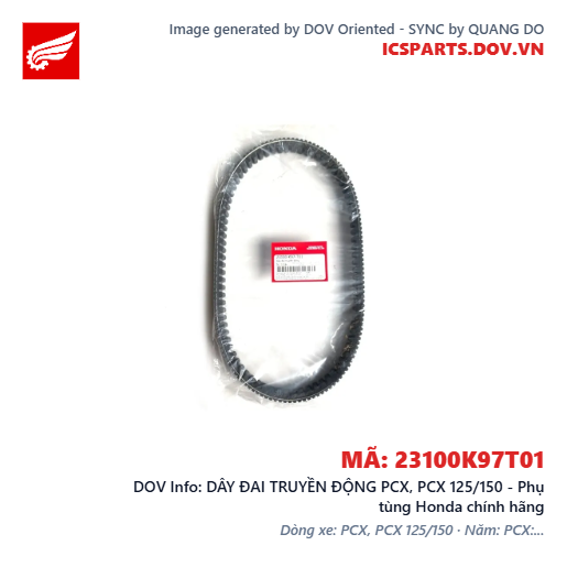 DÂY ĐAI TRUYỀN ĐỘNG PCX, PCX 125/150 - Phụ tùng Honda chính hãng