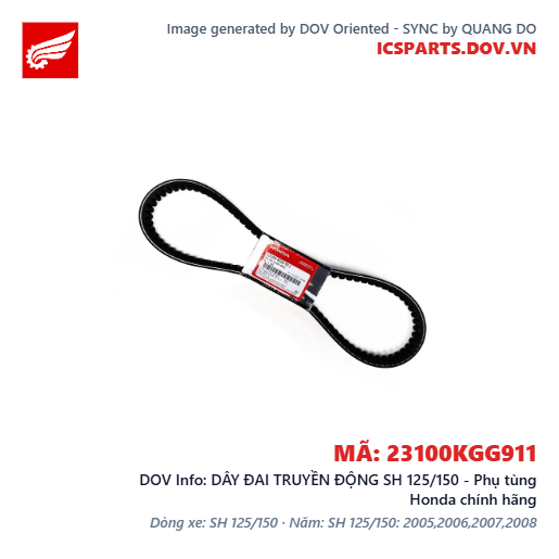 DÂY ĐAI TRUYỀN ĐỘNG SH 125/150 - Phụ tùng Honda chính hãng