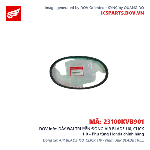 DÂY ĐAI TRUYỀN ĐỘNG AIR BLADE 110, CLICK 110 - Phụ tùng Honda chính hãng