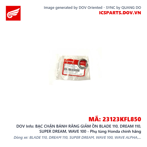 BẠC CHẶN BÁNH RĂNG GIẢM ỒN BLADE 110, DREAM 110, SUPER DREAM, WAVE 100 - Phụ tùng Honda chính hãng