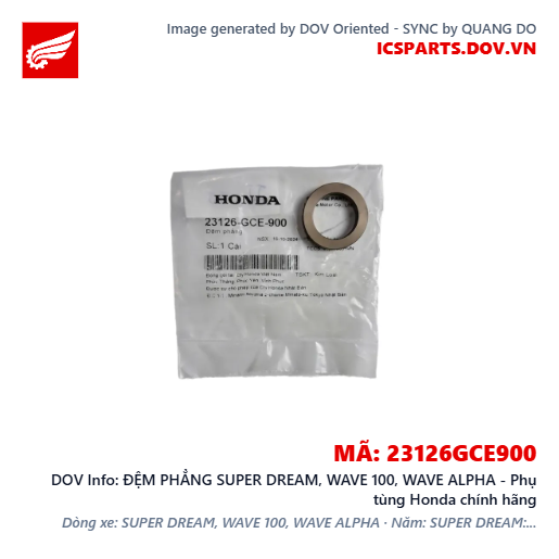 ĐỆM PHẲNG SUPER DREAM, WAVE 100, WAVE ALPHA - Phụ tùng Honda chính hãng