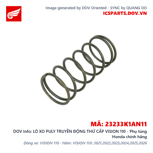 LÒ XO PULY TRUYỀN ĐỘNG THỨ CẤP VISION 110 - Phụ tùng Honda chính hãng