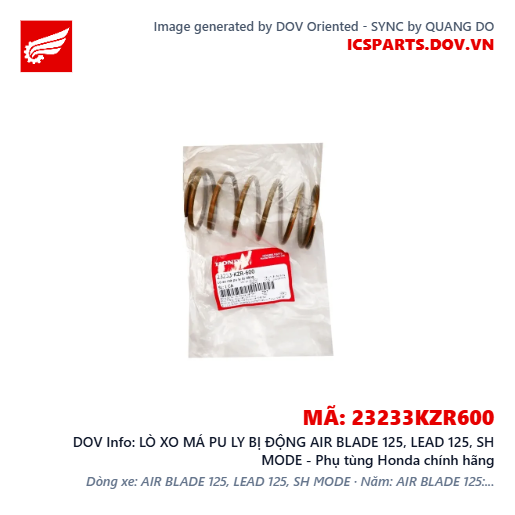 LÒ XO MÁ PU LY BỊ ĐỘNG AIR BLADE 125, LEAD 125, SH MODE - Phụ tùng Honda chính hãng
