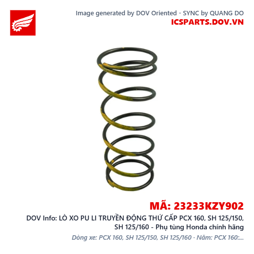 LÒ XO PU LI TRUYỀN ĐỘNG THỨ CẤP PCX 160, SH 125/150, SH 125/160 - Phụ tùng Honda chính hãng