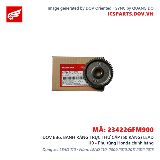 BÁNH RĂNG TRỤC THỨ CẤP (50 RĂNG) LEAD 110 - Phụ tùng Honda chính hãng
