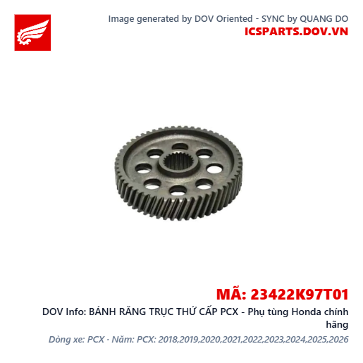 BÁNH RĂNG TRỤC THỨ CẤP PCX - Phụ tùng Honda chính hãng