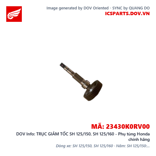 TRỤC GIẢM TỐC SH 125/150, SH 125/160 - Phụ tùng Honda chính hãng