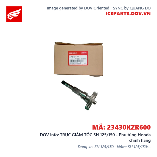 TRỤC GIẢM TỐC SH 125/150 - Phụ tùng Honda chính hãng