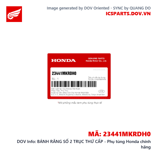 BÁNH RĂNG SỐ 2 TRỤC THỨ CẤP - Phụ tùng Honda chính hãng