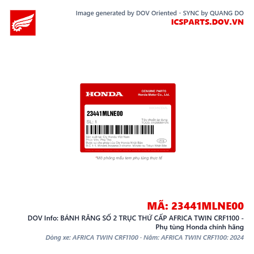 BÁNH RĂNG SỐ 2 TRỤC THỨ CẤP AFRICA TWIN CRF1100 - Phụ tùng Honda chính hãng