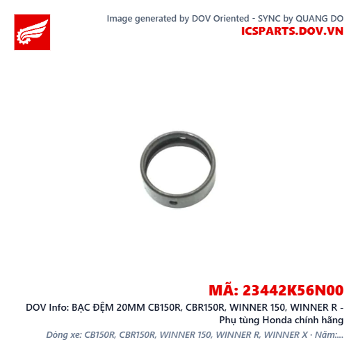 BẠC ĐỆM 20MM CB150R, CBR150R, WINNER 150, WINNER R - Phụ tùng Honda chính hãng
