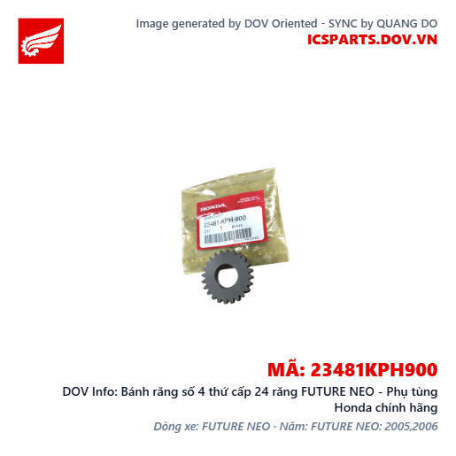 Bánh răng số 4 thứ cấp 24 răng FUTURE NEO - Phụ tùng Honda chính hãng