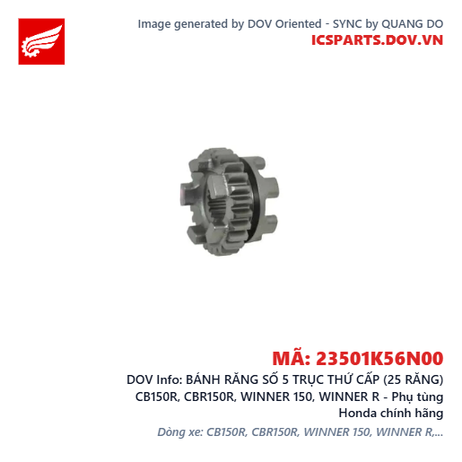 BÁNH RĂNG SỐ 5 TRỤC THỨ CẤP (25 RĂNG) CB150R, CBR150R, WINNER 150, WINNER R - Phụ tùng Honda chính hãng
