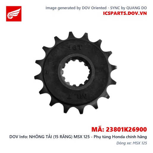 NHÔNG TẢI (15 RĂNG) MSX 125 - Phụ tùng Honda chính hãng