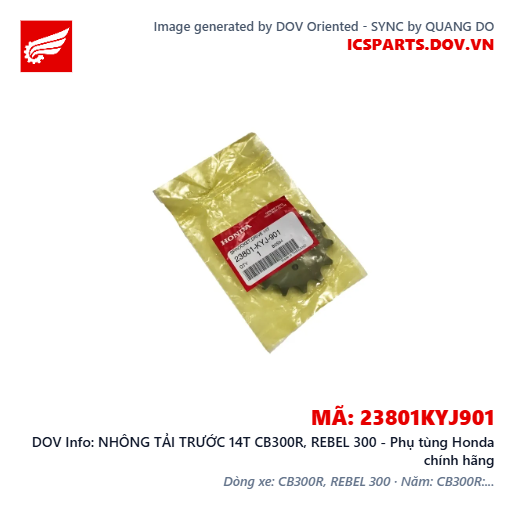 NHÔNG TẢI TRƯỚC 14T CB300R, REBEL 300 - Phụ tùng Honda chính hãng