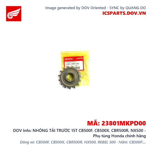 NHÔNG TẢI TRƯỚC 15T CB500F, CB500X, CBR500R, NX500 - Phụ tùng Honda chính hãng