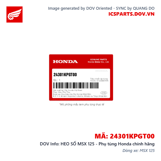 HEO SỐ MSX 125 - Phụ tùng Honda chính hãng