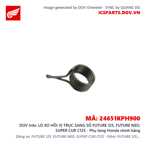 LÒ XO HỒI VỊ TRỤC SANG SỐ FUTURE 125, FUTURE NEO, SUPER CUB C125 - Phụ tùng Honda chính hãng