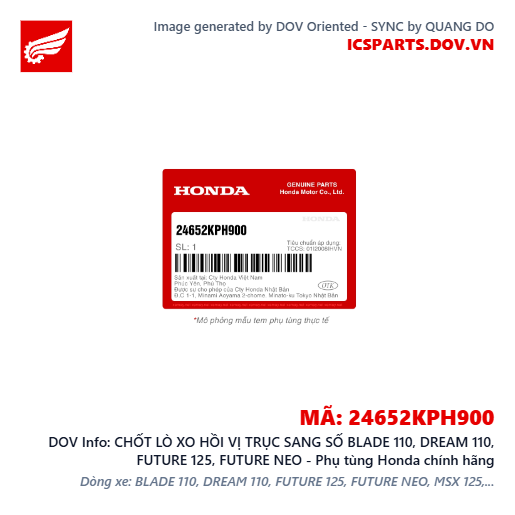 CHỐT LÒ XO HỒI VỊ TRỤC SANG SỐ BLADE 110, DREAM 110, FUTURE 125, FUTURE NEO - Phụ tùng Honda chính hãng