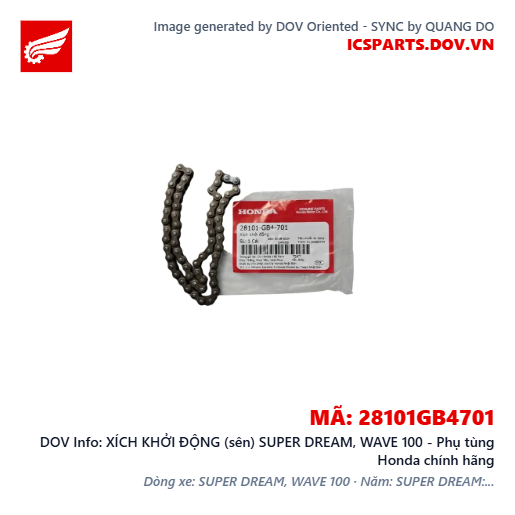 XÍCH KHỞI ĐỘNG (sên) SUPER DREAM, WAVE 100 - Phụ tùng Honda chính hãng