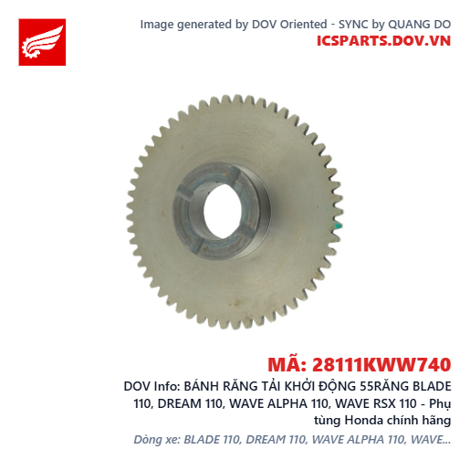 BÁNH RĂNG TẢI KHỞI ĐỘNG 55RĂNG BLADE 110, DREAM 110, WAVE ALPHA 110, WAVE RSX 110 - Phụ tùng Honda chính hãng