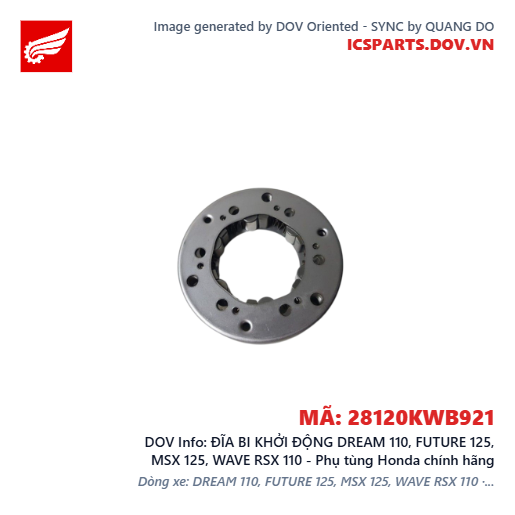 ĐĨA BI KHỞI ĐỘNG DREAM 110, FUTURE 125, MSX 125, WAVE RSX 110 - Phụ tùng Honda chính hãng