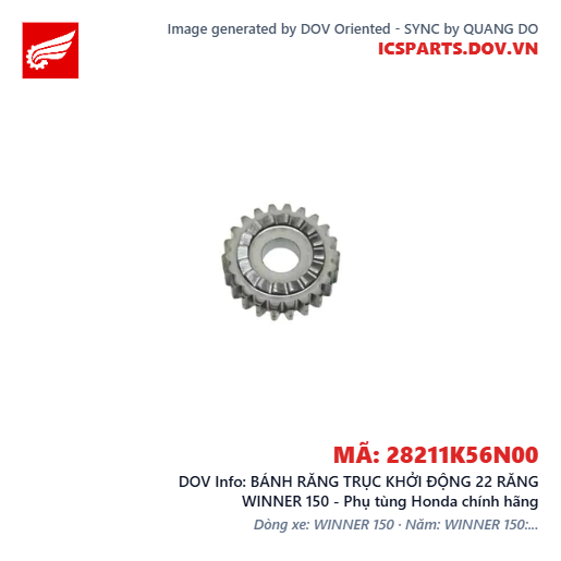 BÁNH RĂNG TRỤC KHỞI ĐỘNG 22 RĂNG WINNER 150 - Phụ tùng Honda chính hãng