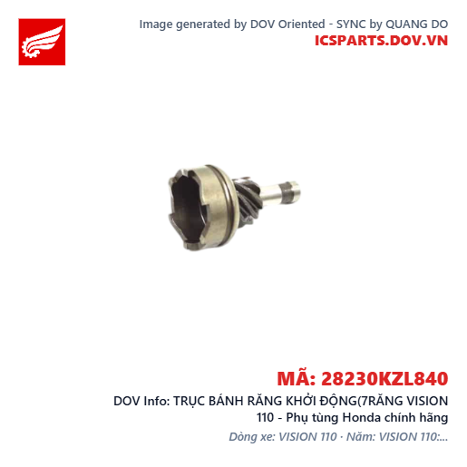 TRỤC BÁNH RĂNG KHỞI ĐỘNG(7RĂNG VISION 110 - Phụ tùng Honda chính hãng