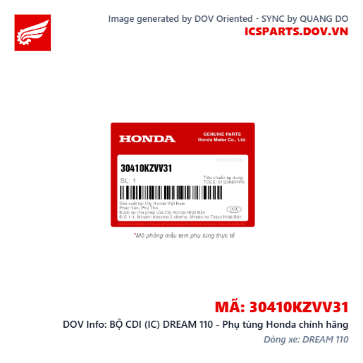 BỘ CDI (IC) DREAM 110 - Phụ tùng Honda chính hãng