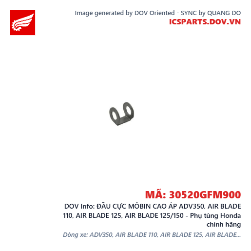 ĐẦU CỰC MÔBIN CAO ÁP ADV350, AIR BLADE 110, AIR BLADE 125, AIR BLADE 125/150 - Phụ tùng Honda chính hãng