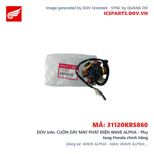 CUỘN DÂY MÁY PHÁT ĐIỆN WAVE ALPHA - Phụ tùng Honda chính hãng