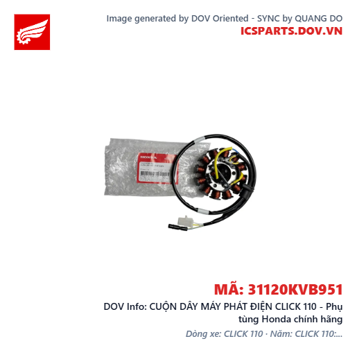 CUỘN DÂY MÁY PHÁT ĐIỆN CLICK 110 - Phụ tùng Honda chính hãng