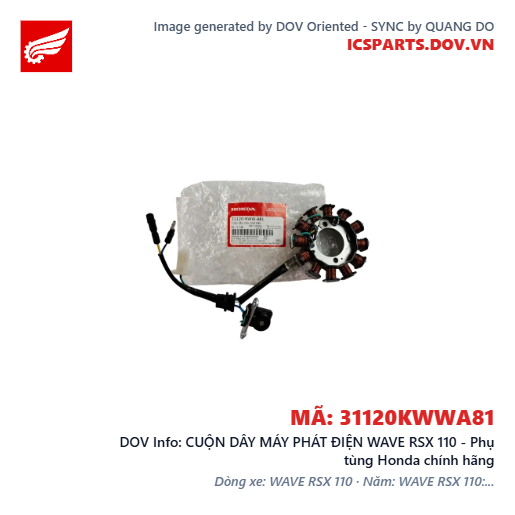 CUỘN DÂY MÁY PHÁT ĐIỆN WAVE RSX 110 - Phụ tùng Honda chính hãng