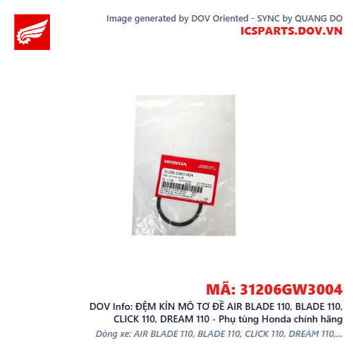 ĐỆM KÍN MÔ TƠ ĐỀ AIR BLADE 110, BLADE 110, CLICK 110, DREAM 110 - Phụ tùng Honda chính hãng