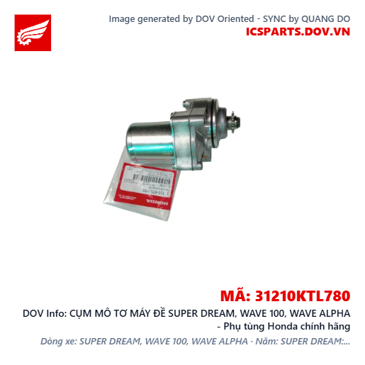 CỤM MÔ TƠ MÁY ĐỀ SUPER DREAM, WAVE 100, WAVE ALPHA - Phụ tùng Honda chính hãng