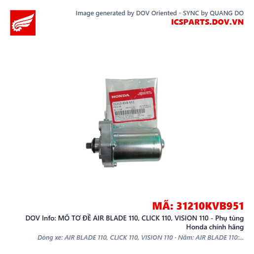 MÔ TƠ ĐỀ AIR BLADE 110, CLICK 110, VISION 110 - Phụ tùng Honda chính hãng