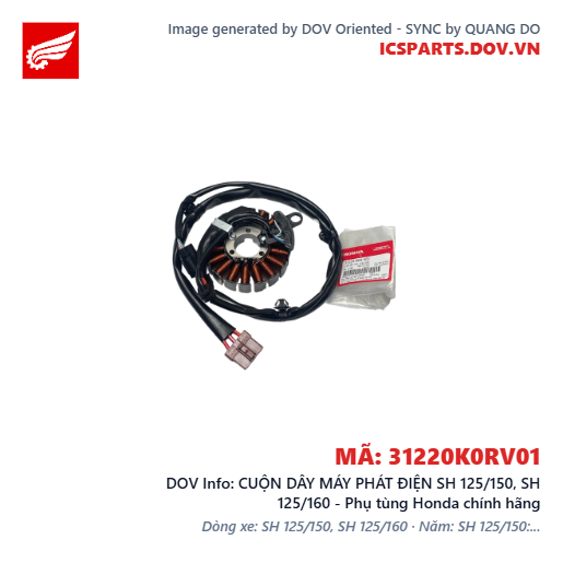CUỘN DÂY MÁY PHÁT ĐIỆN SH 125/150, SH 125/160 - Phụ tùng Honda chính hãng