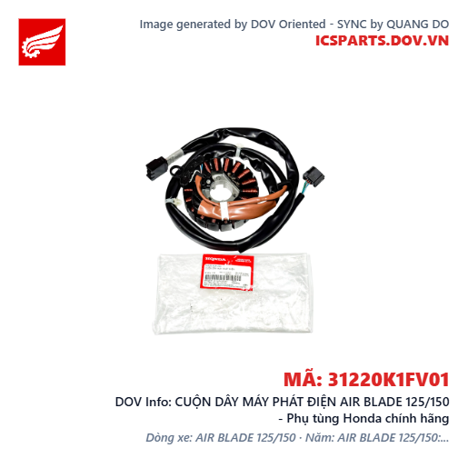 CUỘN DÂY MÁY PHÁT ĐIỆN AIR BLADE 125/150 - Phụ tùng Honda chính hãng