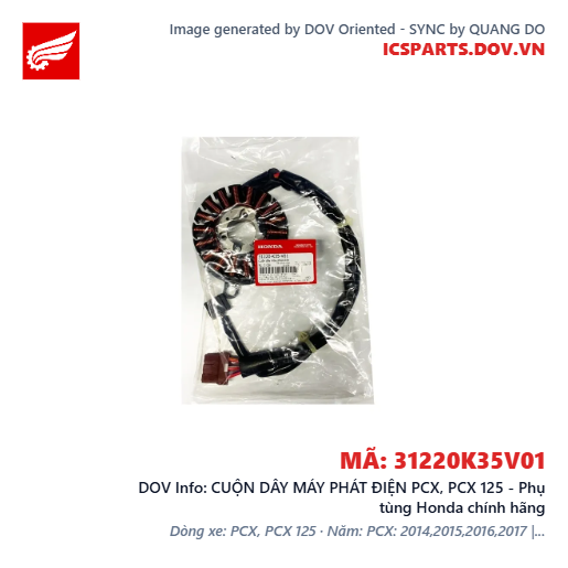 CUỘN DÂY MÁY PHÁT ĐIỆN PCX, PCX 125 - Phụ tùng Honda chính hãng