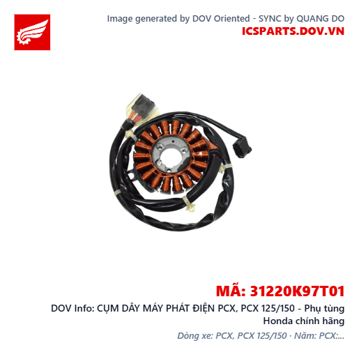 CỤM DÂY MÁY PHÁT ĐIỆN PCX, PCX 125/150 - Phụ tùng Honda chính hãng