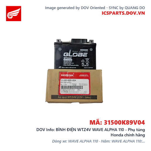 BÌNH ĐIỆN WTZ4V WAVE ALPHA 110 - Phụ tùng Honda chính hãng