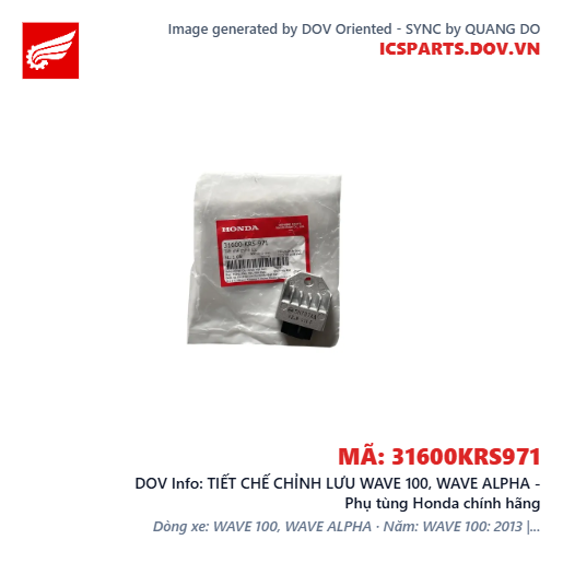 TIẾT CHẾ CHỈNH LƯU WAVE 100, WAVE ALPHA - Phụ tùng Honda chính hãng