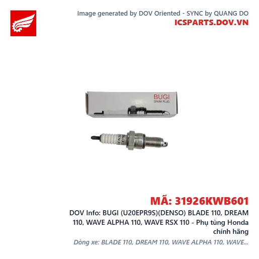 BUGI (U20EPR9S)(DENSO) BLADE 110, DREAM 110, WAVE ALPHA 110, WAVE RSX 110 - Phụ tùng Honda chính hãng
