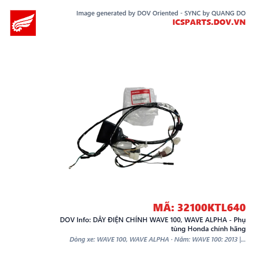 DÂY ĐIỆN CHÍNH WAVE 100, WAVE ALPHA - Phụ tùng Honda chính hãng