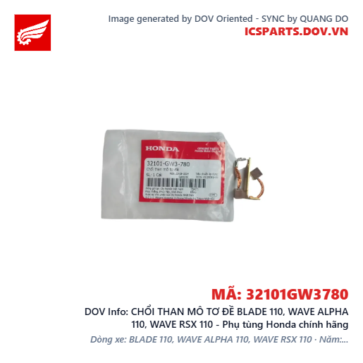 CHỔI THAN MÔ TƠ ĐỀ BLADE 110, WAVE ALPHA 110, WAVE RSX 110 - Phụ tùng Honda chính hãng