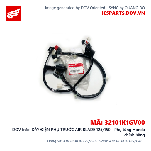 DÂY ĐIỆN PHỤ TRƯỚC AIR BLADE 125/150 - Phụ tùng Honda chính hãng