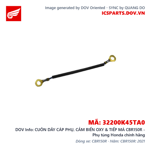 CUÔN DÂY CÁP PHỤ, CẢM BIẾN OXY & TIẾP MÁ CBR150R - Phụ tùng Honda chính hãng