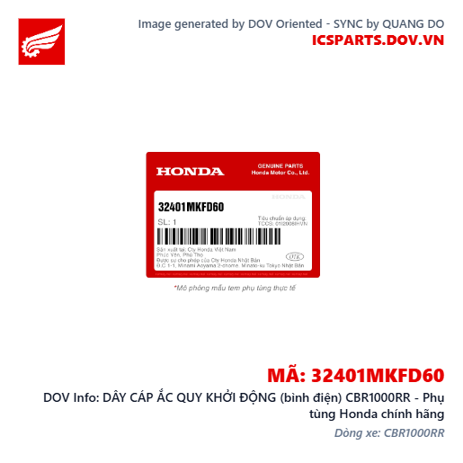 DÂY CÁP ẮC QUY KHỞI ĐỘNG (bình điện) CBR1000RR - Phụ tùng Honda chính hãng